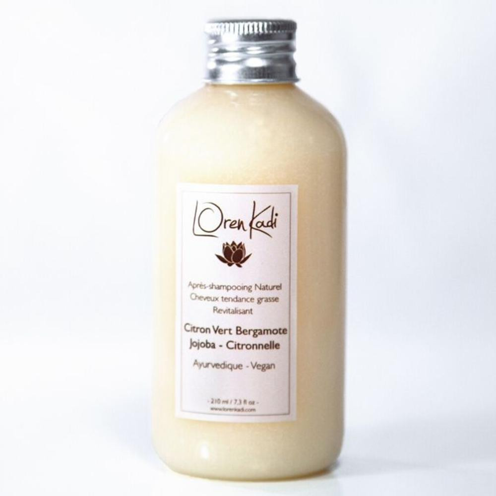 Après-shampoing ayurvedique "Citron Bergamote Revitalisant" cheveux tendance grasse - 210 ml - Vegan