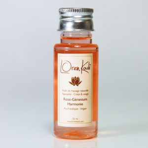 Huile de massage ayurvédique naturelle "Rose-Géranium Harmonie" corps & visage - 55 ml - Vegan