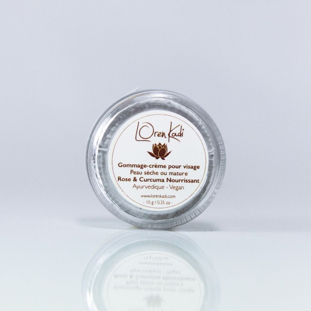 Mini Gommage crème "Rose-Aloe-Curcuma" Nourrissant - visage peau sèche ou mature - 10 g - Vegan