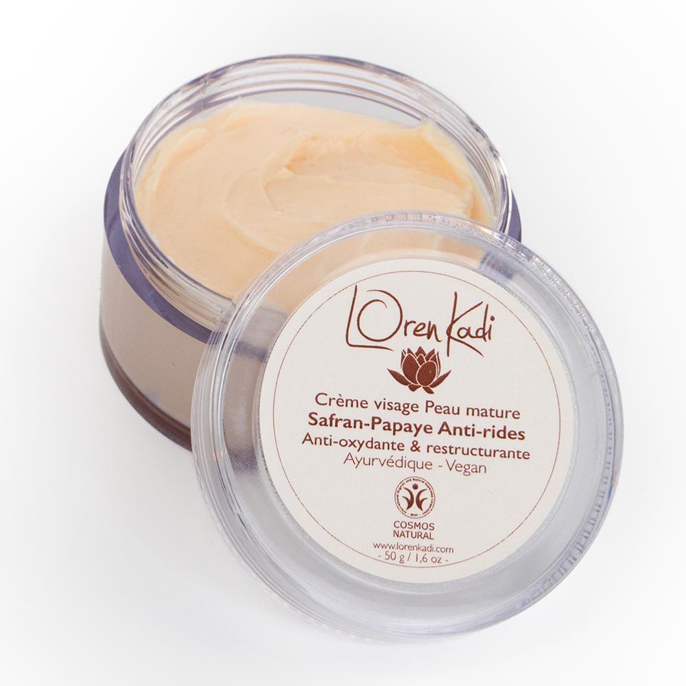 Crème Ayurvedique Antirides «Safran-Papaye» naturelle Antioxydant-Vegan-50 g