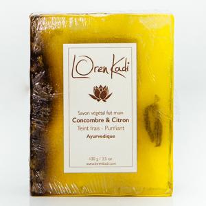 Savon ayurvédique végétal fait main "Concombre & Citron" Teint frais - 100 g