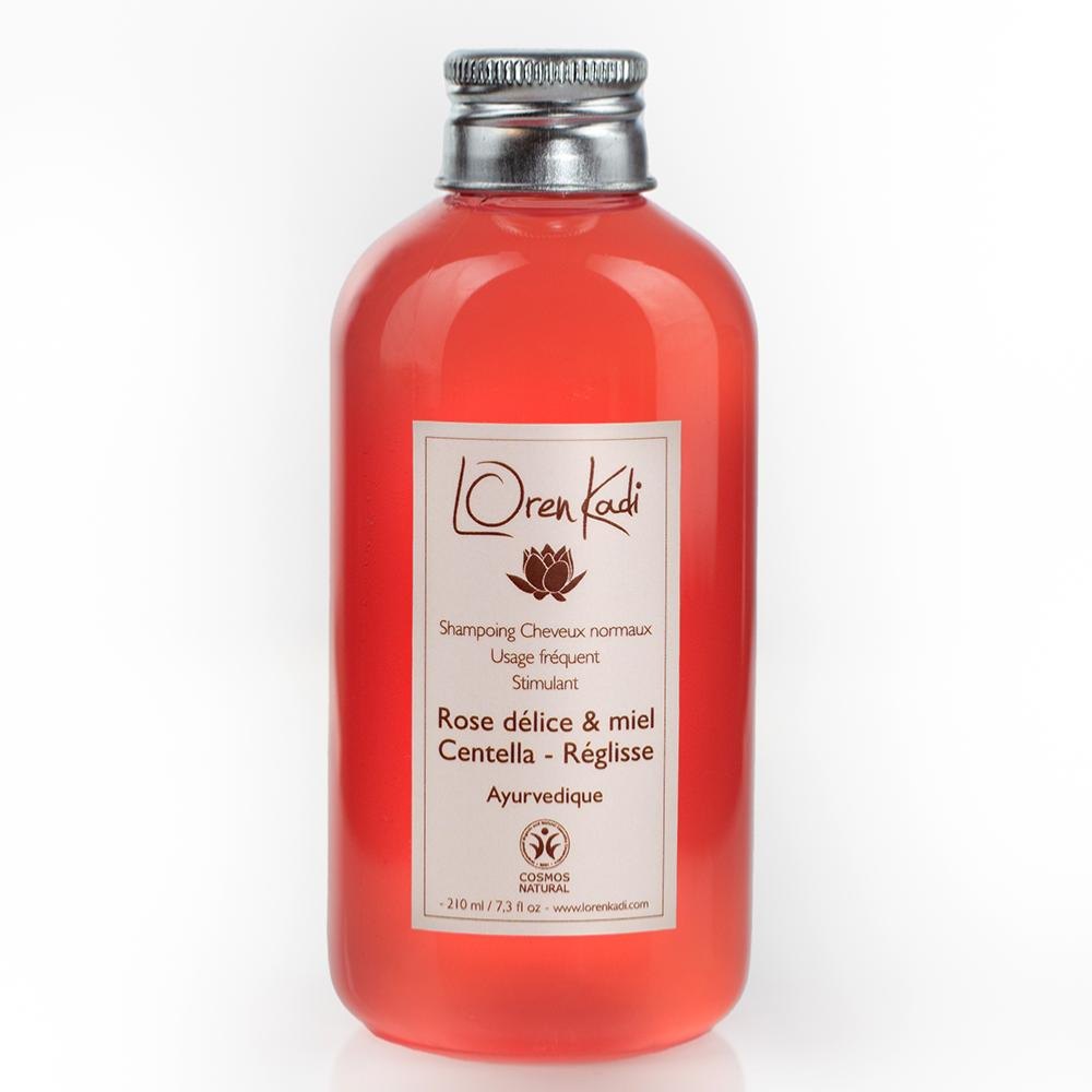 Shampoing ayurvédique naturel "Rose délice & miel " cheveux normaux-adulte-enfant plus 3 ans-210 ml
