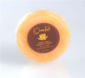 Mini Savon ayurvedique végétal fait main "Golden Lotus Equilibre et volupté" - 20 g - Vegan