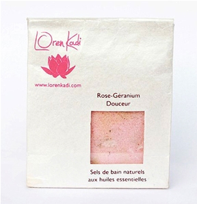 Sel de bain ayurvédique naturel "Rose-Géranium Douceur" - corps toute peau - 250 gr - Vegan