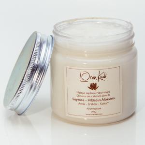Masque ayurvédique naturel "Soyeuse Hibiscus Aloevera" cheveux abimés, colorés, secs - 190 g