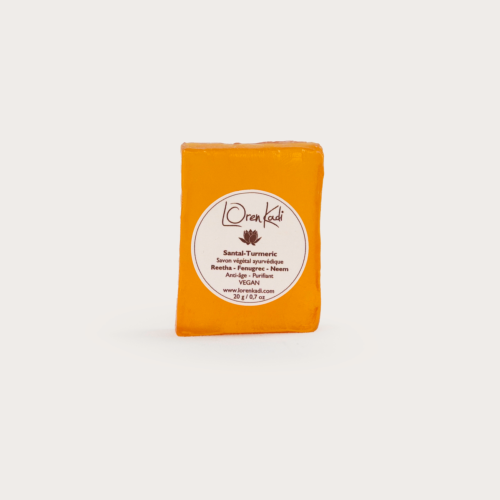 Mini Savon végétal "Santal-Turmeric" Apaisant & Anti-âge 20g Ayurvédique & Vegan