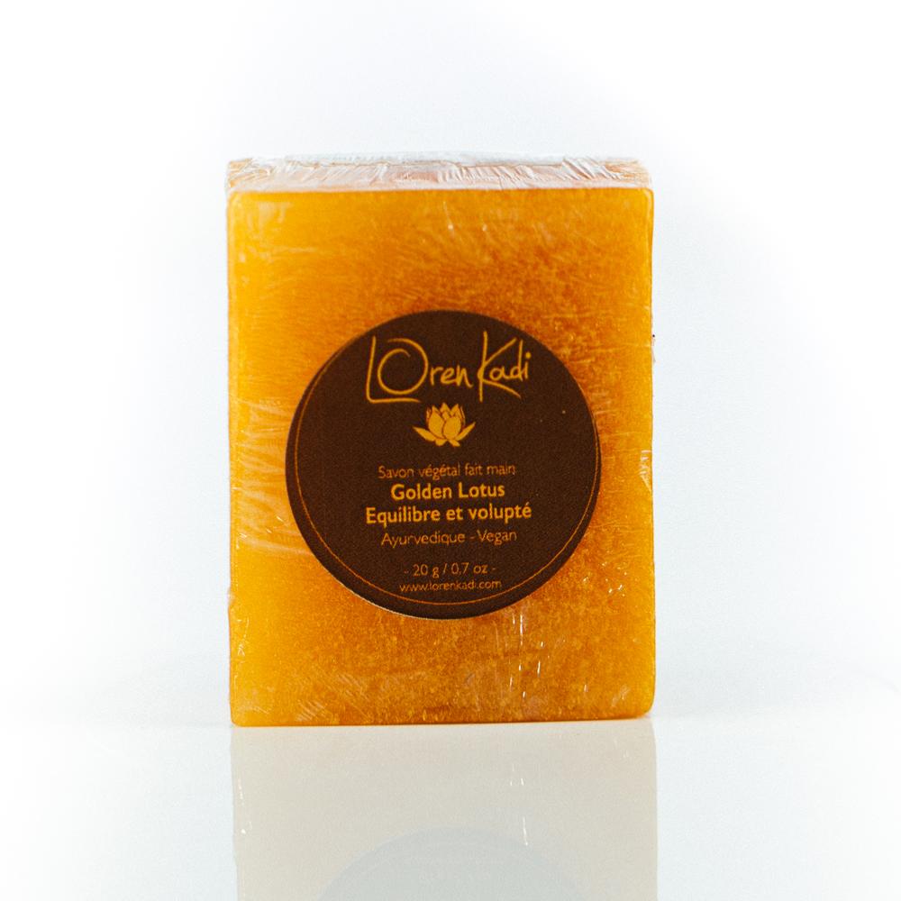 Mini Savon ayurvedique végétal fait main "Golden Lotus Equilibre et volupté" - 20 g - Vegan