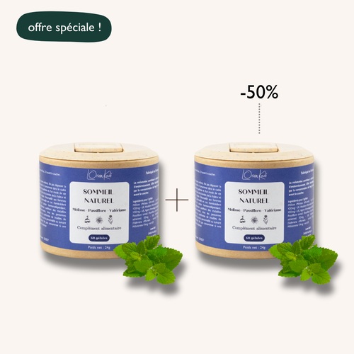 Sommeil naturel - Mélatonine & plantes relaxantes - 2 x 60 gélules - Pot kraft