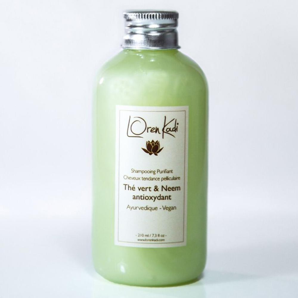 Shampoing ayurvédique "Thé vert & Neem Purifiant" cheveux tendance pelliculaire - 210 ml - Vegan