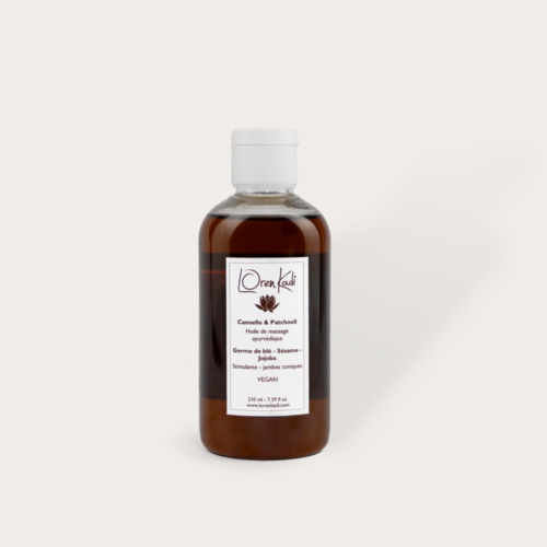 Huile de massage "Cannelle-Patchouli" Jambes Toniques - 210ml - Ayurvédique & Vegan