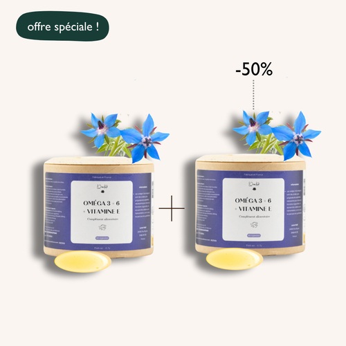Omega 3-6 & Vitamine E - 2 x 60 gélules - Pot kraft