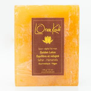 Savon ayurvedique végétal fait main "Golden Lotus Equilibre et Volupté" - 100 g - Vegan